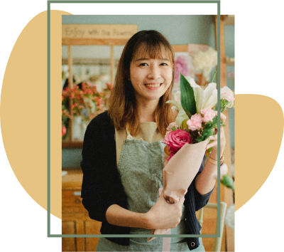 retrato de mujer con flores