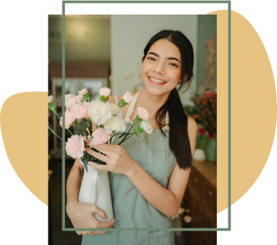 retrato de mujer con flores